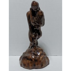 Vintage Passionate Love Erotic Art Naked Man & Woman Embracing Ceramic Statue